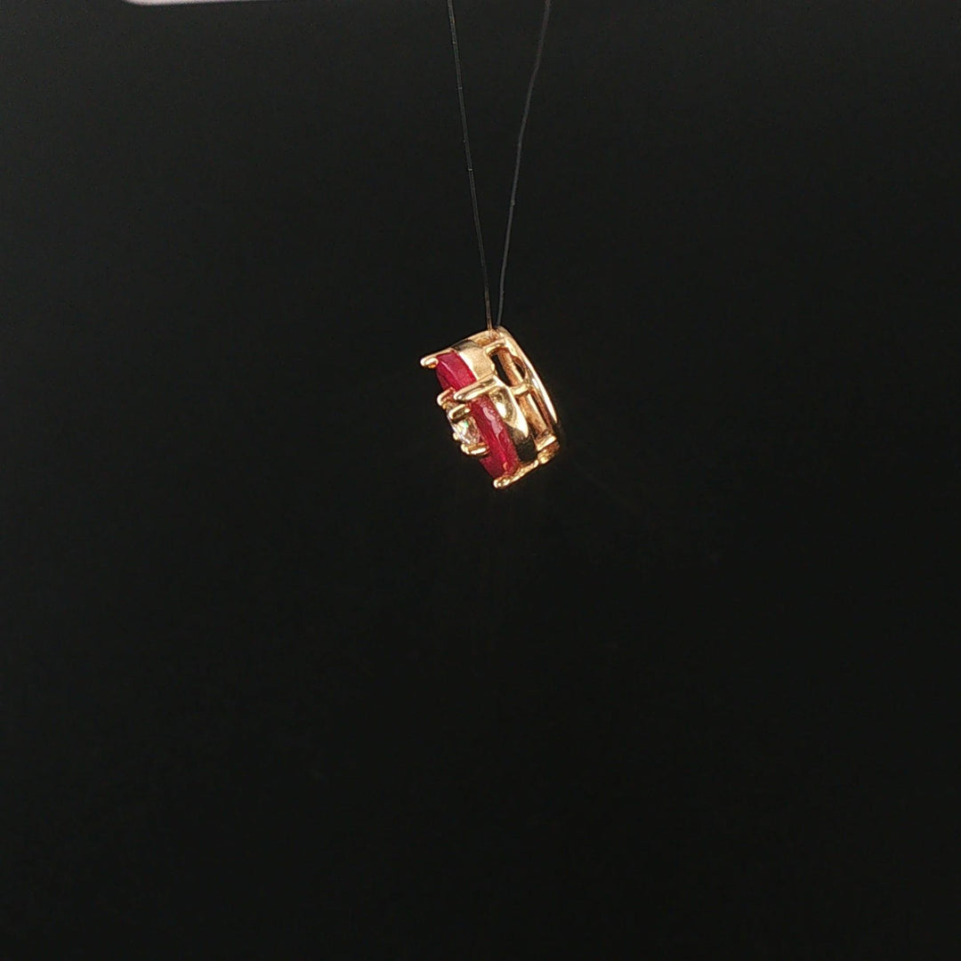14k Yellow Gold 0.17ct Diamond and 1.2cttw Rubies Slide Pendant