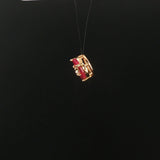 14k Yellow Gold 0.17ct Diamond and 1.2cttw Rubies Slide Pendant