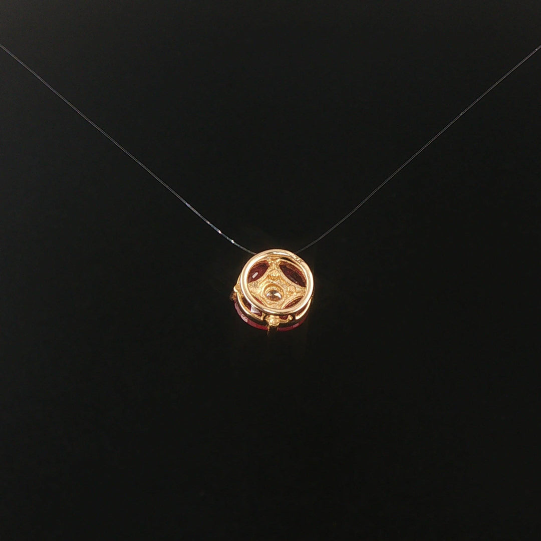 14k Yellow Gold 0.17ct Diamond and 1.2cttw Rubies Slide Pendant