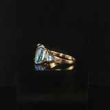 14k Yellow Gold Blue Topaz Ladies Ring Size 7.25
