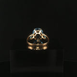 14k Yellow Gold Blue Topaz Ladies Ring Size 7.25