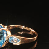 14k Yellow Gold Blue Topaz Ladies Ring Size 7.25