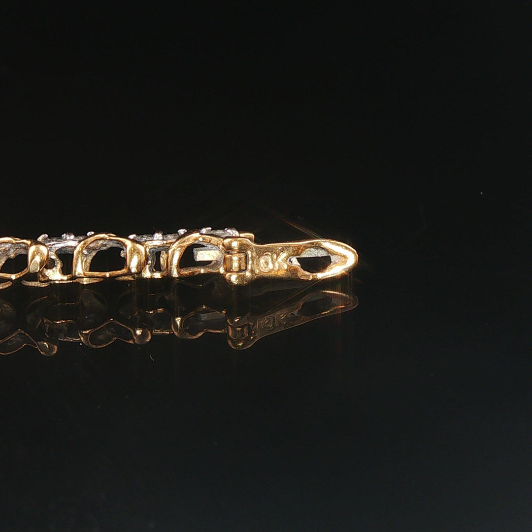 10k Yellow Gold and 0.50cttw Diamond 7.8g Vintage Link Bracelet 7.25"