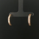 14k Yellow Gold and 0.72cttw Diamonds Half Hoop Earrings 0.75"