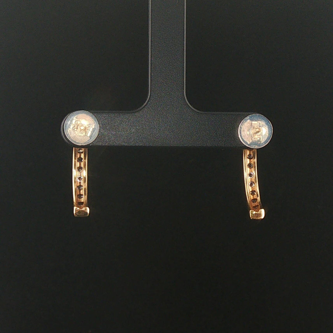 14k Yellow Gold and 0.72cttw Diamonds Half Hoop Earrings 0.75"