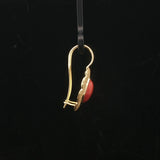 18k Yellow Gold and Italian Red Coral Earrings 1"