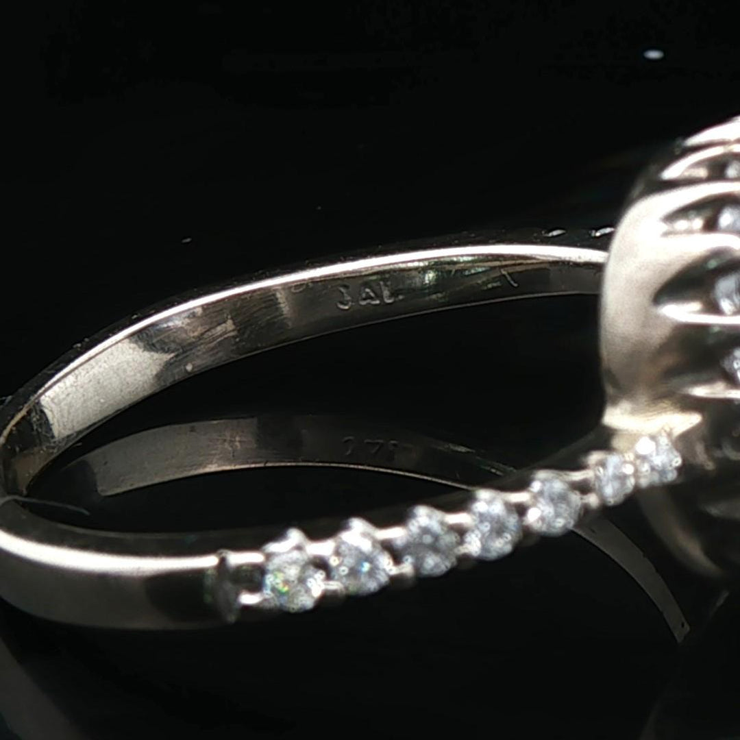 14k Yellow Gold Blue Sapphire and Diamond Halo Ring Size 5.5