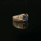 14k Yellow Gold 2ct Blue Sapphire and Diamond Ladies Vintage Ring Size 5.25