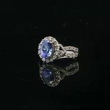 Effy 14k White Gold 1.5ct Tanzanite and 0.75cttw Diamond Halo Ring Size 7