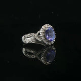 Effy 14k White Gold 1.5ct Tanzanite and 0.75cttw Diamond Halo Ring Size 7