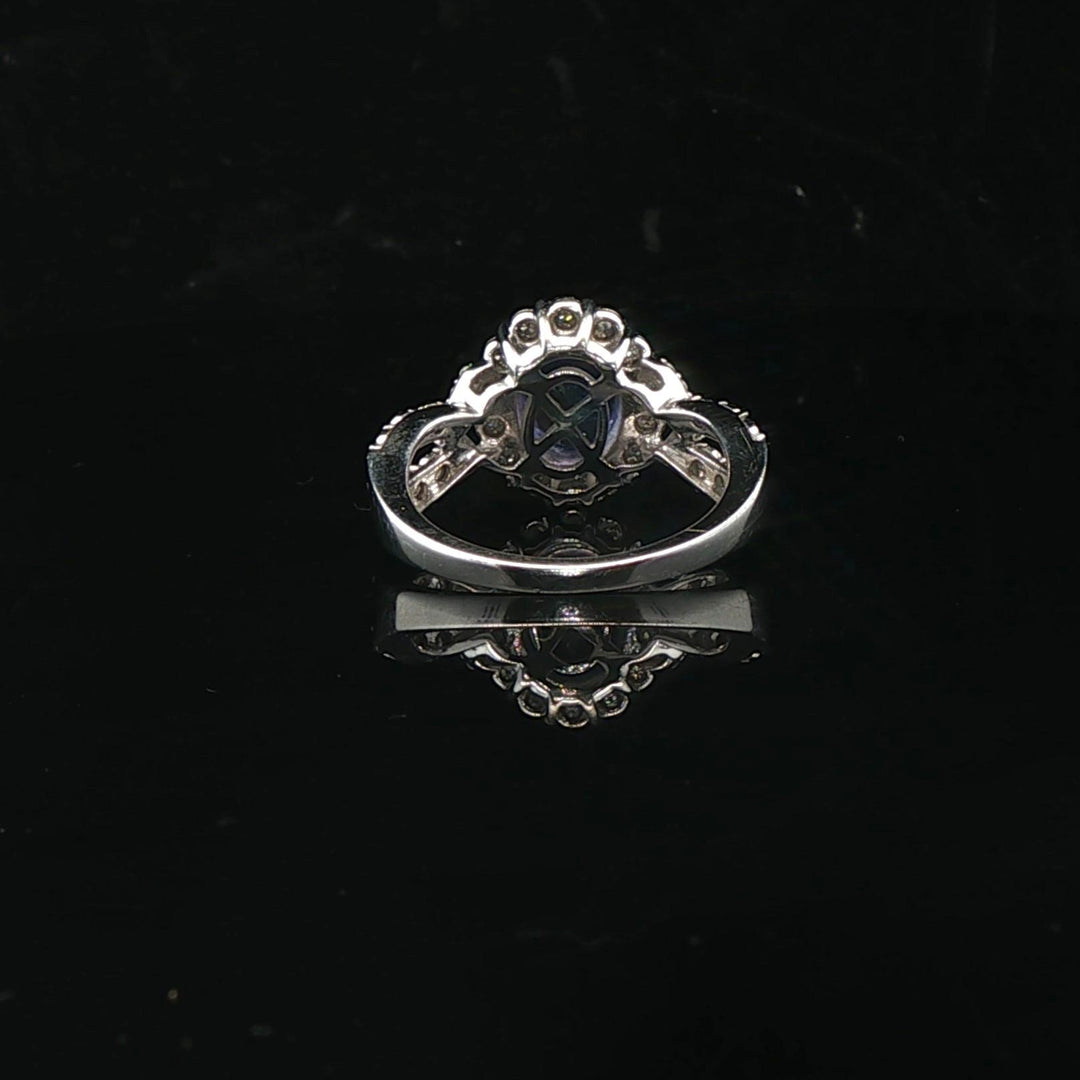 Effy 14k White Gold 1.5ct Tanzanite and 0.75cttw Diamond Halo Ring Size 7