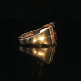 14k Yellow Gold Red Garnet and White Topaz Heavy Solid Ring Size 7.5