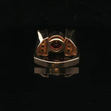 14k Yellow Gold Red Garnet and White Topaz Heavy Solid Ring Size 7.5