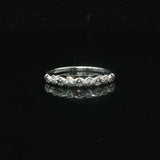 10k White Gold and Diamond Fancy Thin Band Ring Size 6.75
