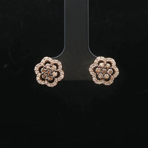 10k Yellow Gold Chocolate and White Diamond Stud Earrings