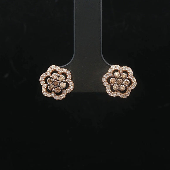 10k Yellow Gold Chocolate and White Diamond Stud Earrings