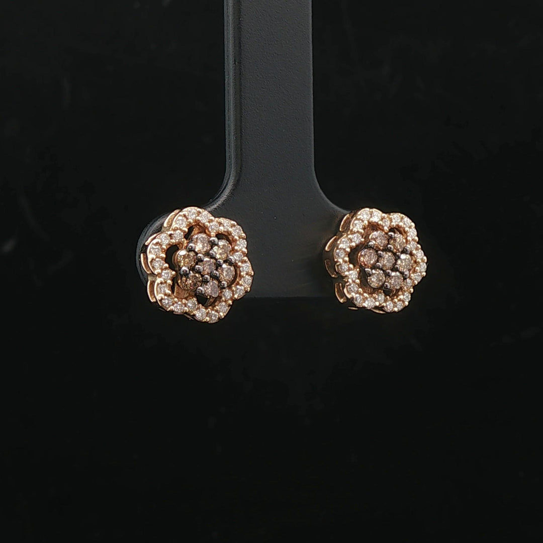 10k Yellow Gold Chocolate and White Diamond Stud Earrings