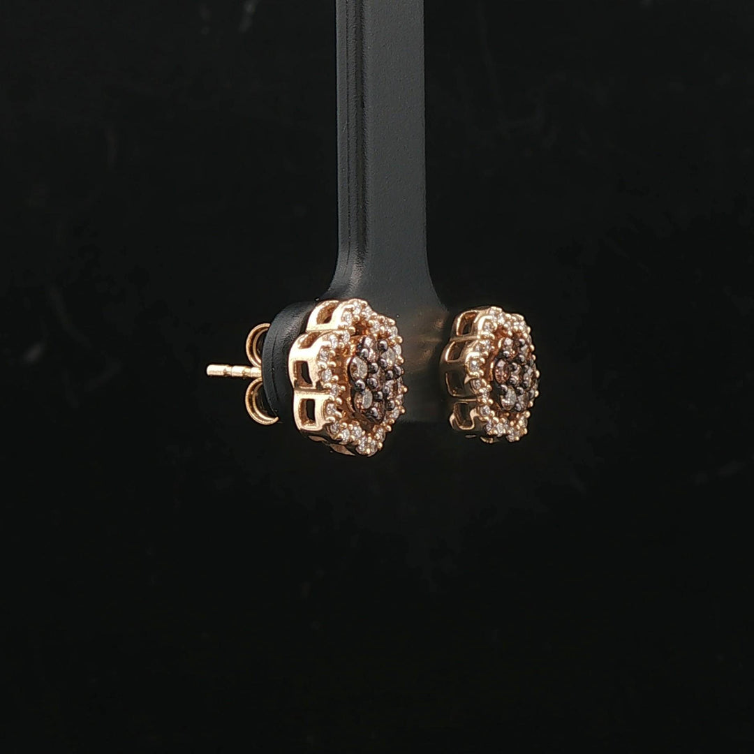 10k Yellow Gold Chocolate and White Diamond Stud Earrings