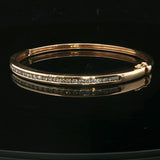 14k Yellow Gold and 1.9cttw Diamond 14.5g Solid Bangle Bracelet 6.5"