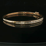 14k Yellow Gold and 1.9cttw Diamond 14.5g Solid Bangle Bracelet 6.5"