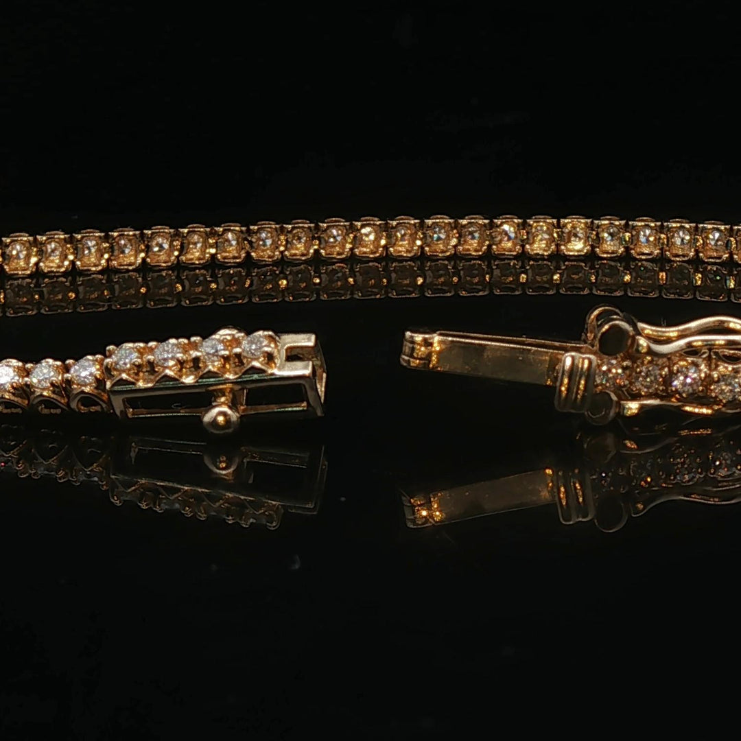 14k Yellow Gold and 1cttw Natural Diamond Tennis Bracelet 6.5"