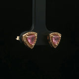Effy 14k Yellow Gold Trillion Cut Morganite and Diamond Stud Earrings