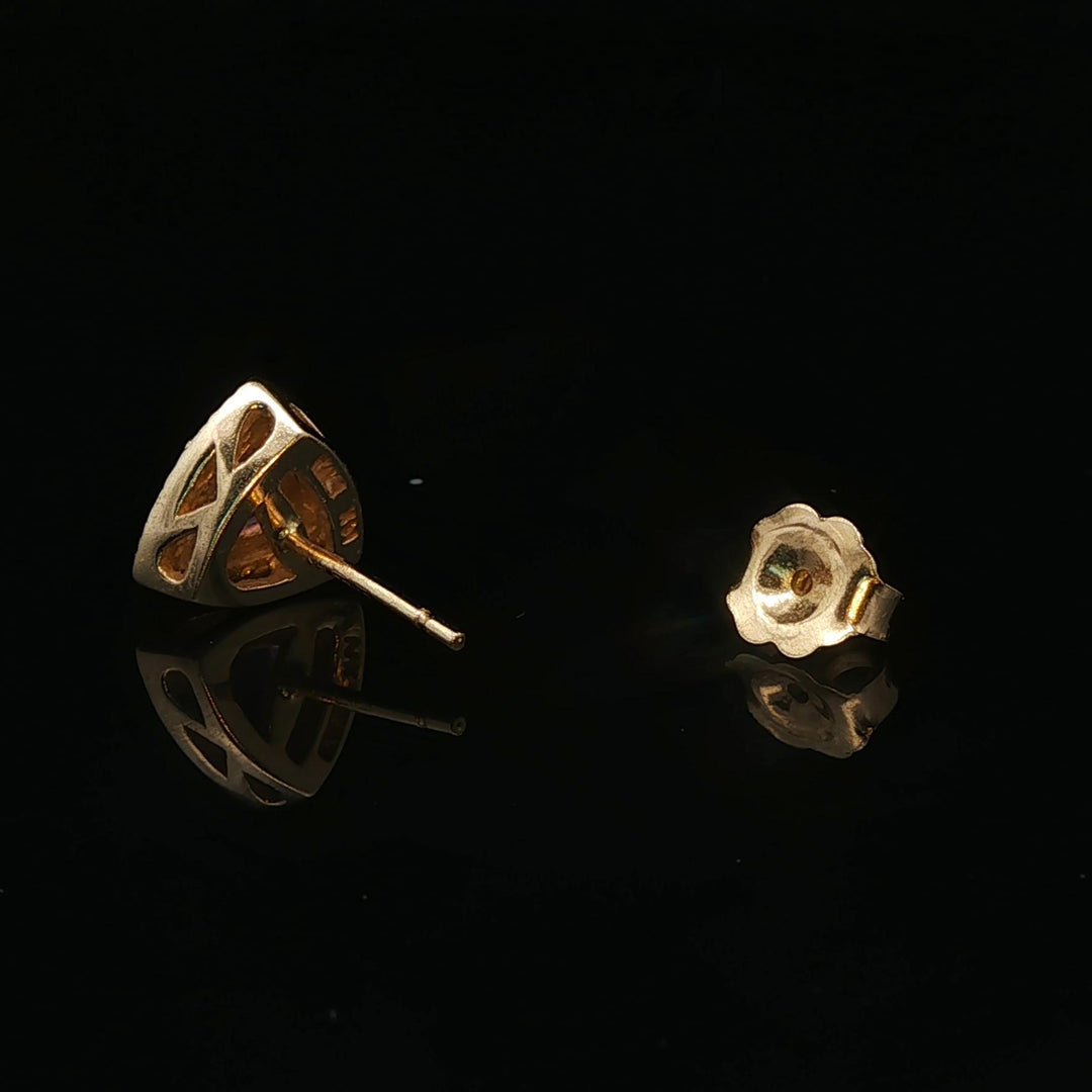 Effy 14k Yellow Gold Trillion Cut Morganite and Diamond Stud Earrings