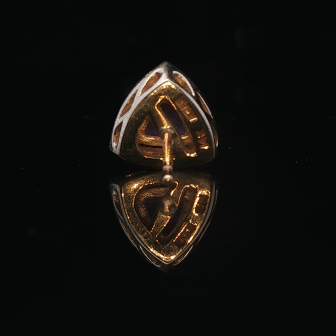 Effy 14k Yellow Gold Trillion Cut Morganite and Diamond Stud Earrings