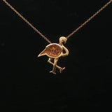 Roberto Coin 18k Yellow Gold and Diamonds Flamingo Pendant Necklace Italy 17"