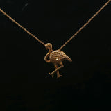 Roberto Coin 18k Yellow Gold and Diamonds Flamingo Pendant Necklace Italy 17"