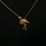 Roberto Coin 18k Yellow Gold and Diamonds Flamingo Pendant Necklace Italy 17"
