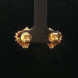 14k Yellow Gold Blue Sapphire and 1.4cttw Diamond Heart Stud Earrings