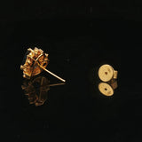 14k Yellow Gold Blue Sapphire and 1.4cttw Diamond Heart Stud Earrings