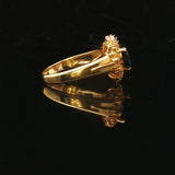 14k Yellow Gold Blue Sapphire and 0.80cttw Diamond Heart Ring Size 7