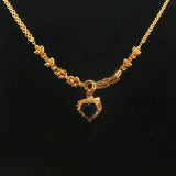 14k Yellow Gold Blue Sapphire & 1.8cttw Diamond Heart Pendant Necklace Italy 18"