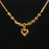 14k Yellow Gold Blue Sapphire & 1.8cttw Diamond Heart Pendant Necklace Italy 18"