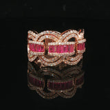 Effy 14k Rose Gold Ruby and Diamond Fancy Ribbon Band Ring Size 7