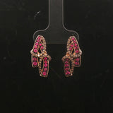 Le Vian 14k Rose Gold Pink Sapphire and Chocolate Diamond Ribbon Stud Earrings