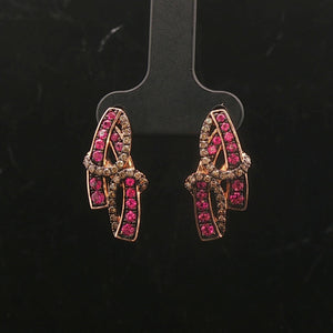 Le Vian 14k Rose Gold Pink Sapphire and Chocolate Diamond Ribbon Stud Earrings