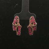 Le Vian 14k Rose Gold Pink Sapphire and Chocolate Diamond Ribbon Stud Earrings