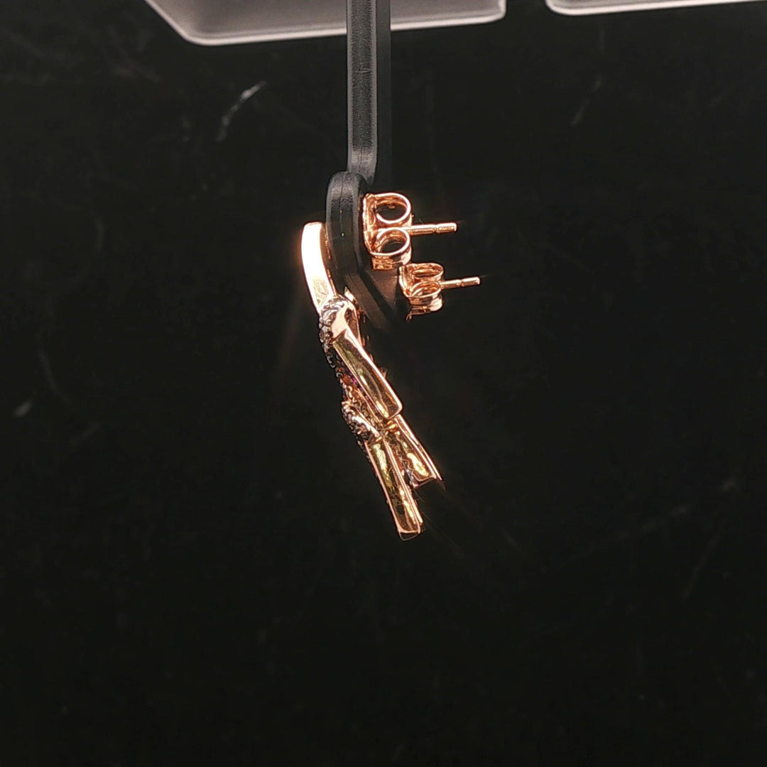Le Vian 14k Rose Gold Pink Sapphire and Chocolate Diamond Ribbon Stud Earrings