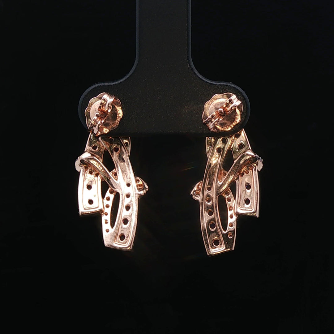 Le Vian 14k Rose Gold Pink Sapphire and Chocolate Diamond Ribbon Stud Earrings