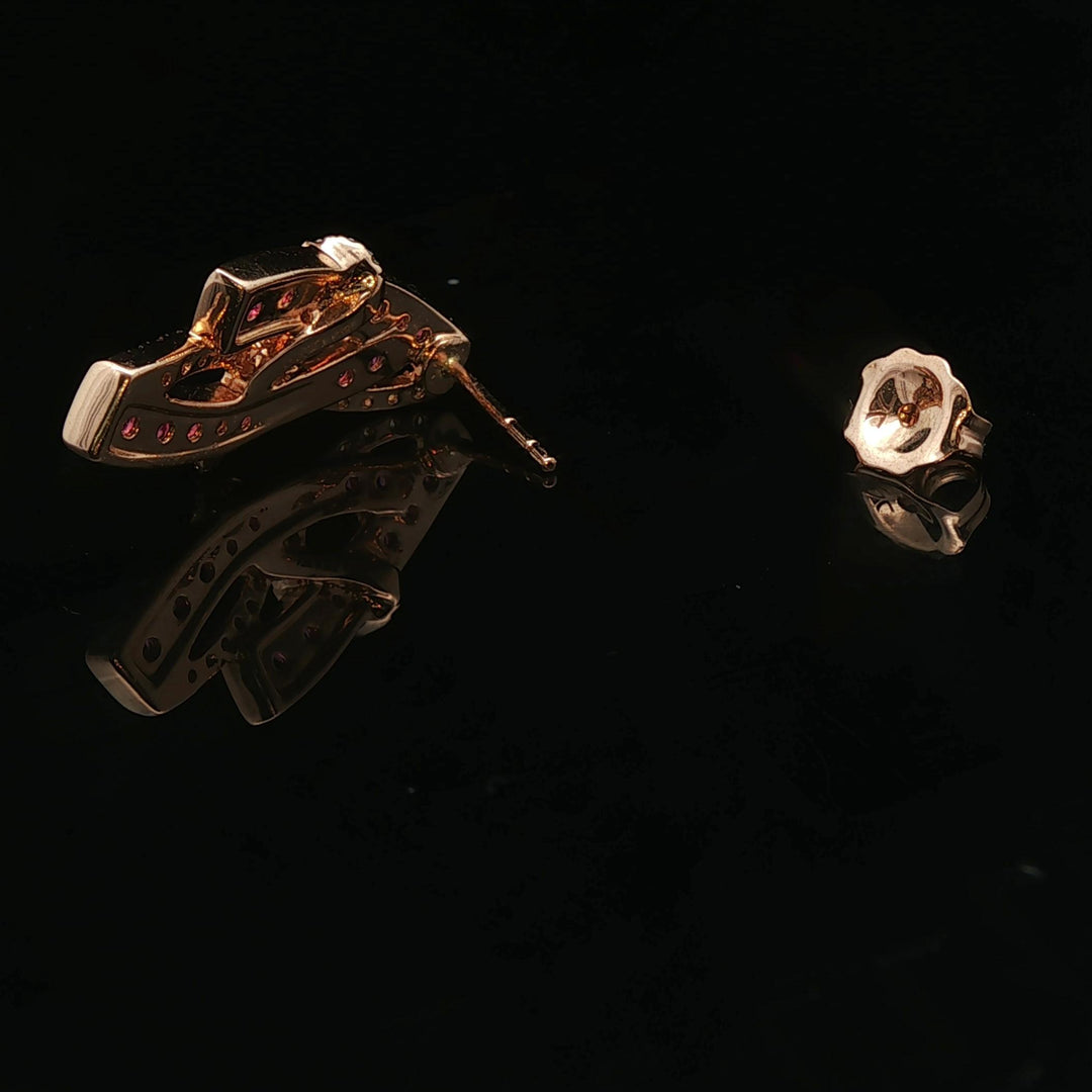 Le Vian 14k Rose Gold Pink Sapphire and Chocolate Diamond Ribbon Stud Earrings