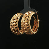18k Yellow Gold 7.7g Solid Diamond Cut Hoop Huggie Earrings 1"