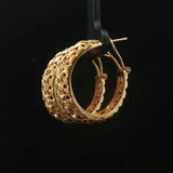 18k Yellow Gold 7.7g Solid Diamond Cut Hoop Huggie Earrings 1"
