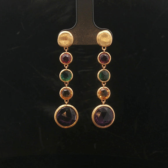 Marco Bicego Paradise 18k Yellow Gold and Multi Gemstone Drop Dangle Earrings
