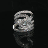 14k White Gold and 1cttw Diamond Large Fancy Swirl Ring Size 6.5