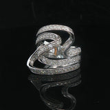 14k White Gold and 1cttw Diamond Large Fancy Swirl Ring Size 6.5