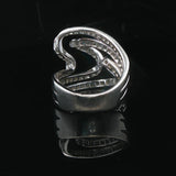 14k White Gold and 1cttw Diamond Large Fancy Swirl Ring Size 6.5