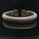 Alwand Vahan 14k Yellow Gold Silver and Diamond Heavy Cuff Bracelet 7"